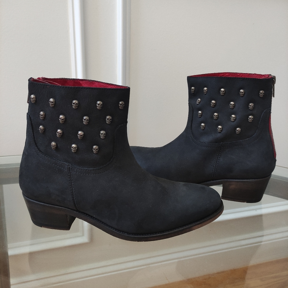 Zadig & Voltaire Teddy leather Skull Ankle boots women's 39